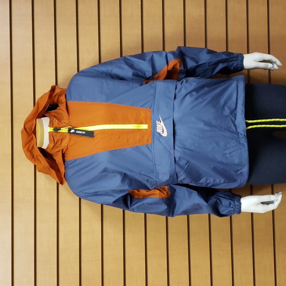 Nike Packable Jacket XS NWT Blue Orange Hooded
